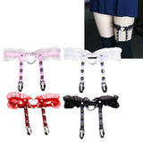 Maxbell 5xPunk Leg Rings Garters Leather Rivets Thigh Party Harness Garter Belts Black