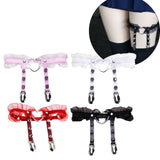 Maxbell 2xPunk Leg Rings Garters Leather Rivets Thigh Party Harness Garter Belts Black