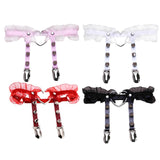 Maxbell 4xPunk Leg Rings Garters Leather Rivets Thigh Party Harness Garter Belts Black