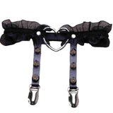 Maxbell 3xPunk Leg Rings Garters Leather Rivets Thigh Party Harness Garter Belts Black