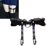 Maxbell 2xPunk Leg Rings Garters Leather Rivets Thigh Party Harness Garter Belts Black
