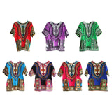 Maxbell 3xUnisex African Dashiki Shirt V Neck Short Sleeve Comfortable Summer Wear One Size  Red