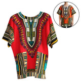 Maxbell 2xUnisex African Dashiki Shirt V Neck Short Sleeve Comfortable Summer Wear One Size  Red