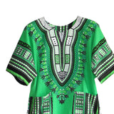 Maxbell 3xUnisex African Dashiki Shirt V Neck Short Sleeve Comfortable Summer Wear One Size  Green