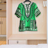 Maxbell 2xUnisex African Dashiki Shirt V Neck Short Sleeve Comfortable Summer Wear One Size  Green