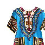 Maxbell 2xUnisex African Dashiki Shirt V Neck Short Sleeve Comfortable Summer Wear One Size  Light Blue