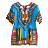Maxbell 2xUnisex African Dashiki Shirt V Neck Short Sleeve Comfortable Summer Wear One Size  Light Blue