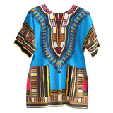 Maxbell 2xUnisex African Dashiki Shirt V Neck Short Sleeve Comfortable Summer Wear One Size  Light Blue