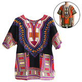 Maxbell 2xUnisex African Dashiki Shirt V Neck Short Sleeve Comfortable Summer Wear One Size  Black