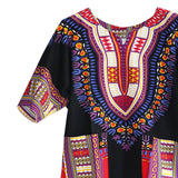Maxbell 3xUnisex African Dashiki Shirt V Neck Short Sleeve Comfortable Summer Wear One Size  Black
