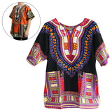 Maxbell 2xUnisex African Dashiki Shirt V Neck Short Sleeve Comfortable Summer Wear One Size  Black