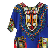 Maxbell 2xUnisex African Dashiki Shirt V Neck Short Sleeve Comfortable Summer Wear One Size  Blue