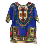 Maxbell 2xUnisex African Dashiki Shirt V Neck Short Sleeve Comfortable Summer Wear One Size  Blue