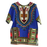Maxbell 3xUnisex African Dashiki Shirt V Neck Short Sleeve Comfortable Summer Wear One Size  Blue