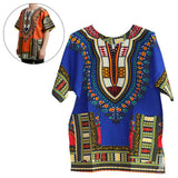Maxbell 2xUnisex African Dashiki Shirt V Neck Short Sleeve Comfortable Summer Wear One Size  Blue