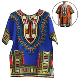 Maxbell 3xUnisex African Dashiki Shirt V Neck Short Sleeve Comfortable Summer Wear One Size  Blue