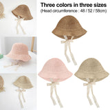 Maxbell Fashion Baby Hat Lace Chain Strap Summer Floppy Baby Girl Caps Khaki 48cm
