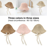 Maxbell Fashion Baby Hat Lace Chain Strap Summer Floppy Baby Girl Caps Khaki 48cm