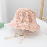 Maxbell Fashion Baby Hat Lace Chain Strap Summer Floppy Baby Girl Caps Pink 48cm