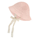 Maxbell Fashion Baby Hat Lace Chain Strap Summer Floppy Baby Girl Caps Pink 52cm