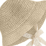 Maxbell Fashion Baby Hat Lace Chain Strap Summer Floppy Baby Girl Caps Beige 48cm