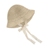 Maxbell Fashion Baby Hat Lace Chain Strap Summer Floppy Baby Girl Caps Beige 52cm