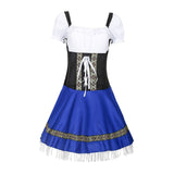 Blue Oktoberfest Costume Women German Beer Girl Dirndl Dress Dress M