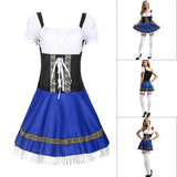 Blue Oktoberfest Costume Women German Beer Girl Dirndl Dress Dress M