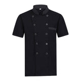 Maxbell 3xUnisex Chef Coat Jacket Catering Kitchen Short Sleeve Chef Wear M Black