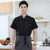 Maxbell 3xUnisex Chef Coat Jacket Catering Kitchen Short Sleeve Chef Wear M Black