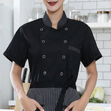 Maxbell 3xUnisex Chef Coat Jacket Catering Kitchen Short Sleeve Chef Wear M Black