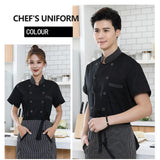Maxbell 3xUnisex Chef Coat Jacket Catering Kitchen Short Sleeve Chef Wear L Black