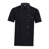 Maxbell 3xUnisex Chef Coat Jacket Catering Kitchen Short Sleeve Chef Wear L Black