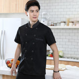 Maxbell 3xUnisex Chef Coat Jacket Catering Kitchen Short Sleeve Chef Wear L Black