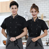 Maxbell 3xUnisex Chef Coat Jacket Catering Kitchen Short Sleeve Chef Wear 2XL Black