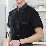 Maxbell 3xUnisex Chef Coat Jacket Catering Kitchen Short Sleeve Chef Wear 2XL Black