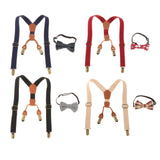 Maxbell Toddler Kids Suspenders and Bow Tie Set 4 Clips Y Back Elastic Brace Black