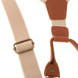 Maxbell Toddler Kids Suspenders and Bow Tie Set 4 Clips Y Back Elastic Brace Beige