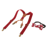 Maxbell Toddler Kids Suspenders and Bow Tie Set 4 Clips Y Back Elastic Brace Red