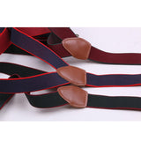 Maxbell 4xMens Suspenders Adjustable Heavy Duty Elastic Straps Y Back Braces Red