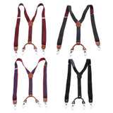 Maxbell 4xMens Suspenders Adjustable Heavy Duty Elastic Straps Y Back Braces Red