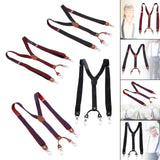 Maxbell 3xMens Suspenders Adjustable Heavy Duty Elastic Straps Y Back Braces Red