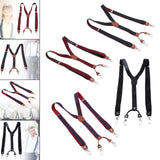 Maxbell 4xMens Suspenders Adjustable Heavy Duty Elastic Straps Y Back Braces Red