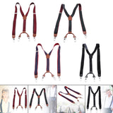 Maxbell 3xMens Suspenders Adjustable Heavy Duty Elastic Straps Y Back Braces Red