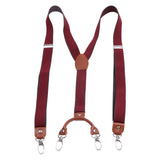 Maxbell 3xMens Suspenders Adjustable Heavy Duty Elastic Straps Y Back Braces Red