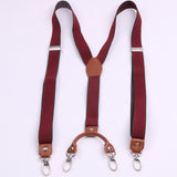 Maxbell 2xMens Suspenders Adjustable Heavy Duty Elastic Straps Y Back Braces Red