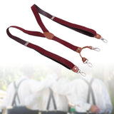 Maxbell 4xMens Suspenders Adjustable Heavy Duty Elastic Straps Y Back Braces Red