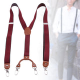 Maxbell 3xMens Suspenders Adjustable Heavy Duty Elastic Straps Y Back Braces Red