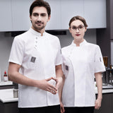 Maxbell 2xChef Jacket Short Sleeve Cooking Clothes Simple Chef Coat for Restaurant White M