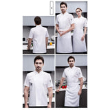 Maxbell 2xChef Jacket Short Sleeve Cooking Clothes Simple Chef Coat for Restaurant White M